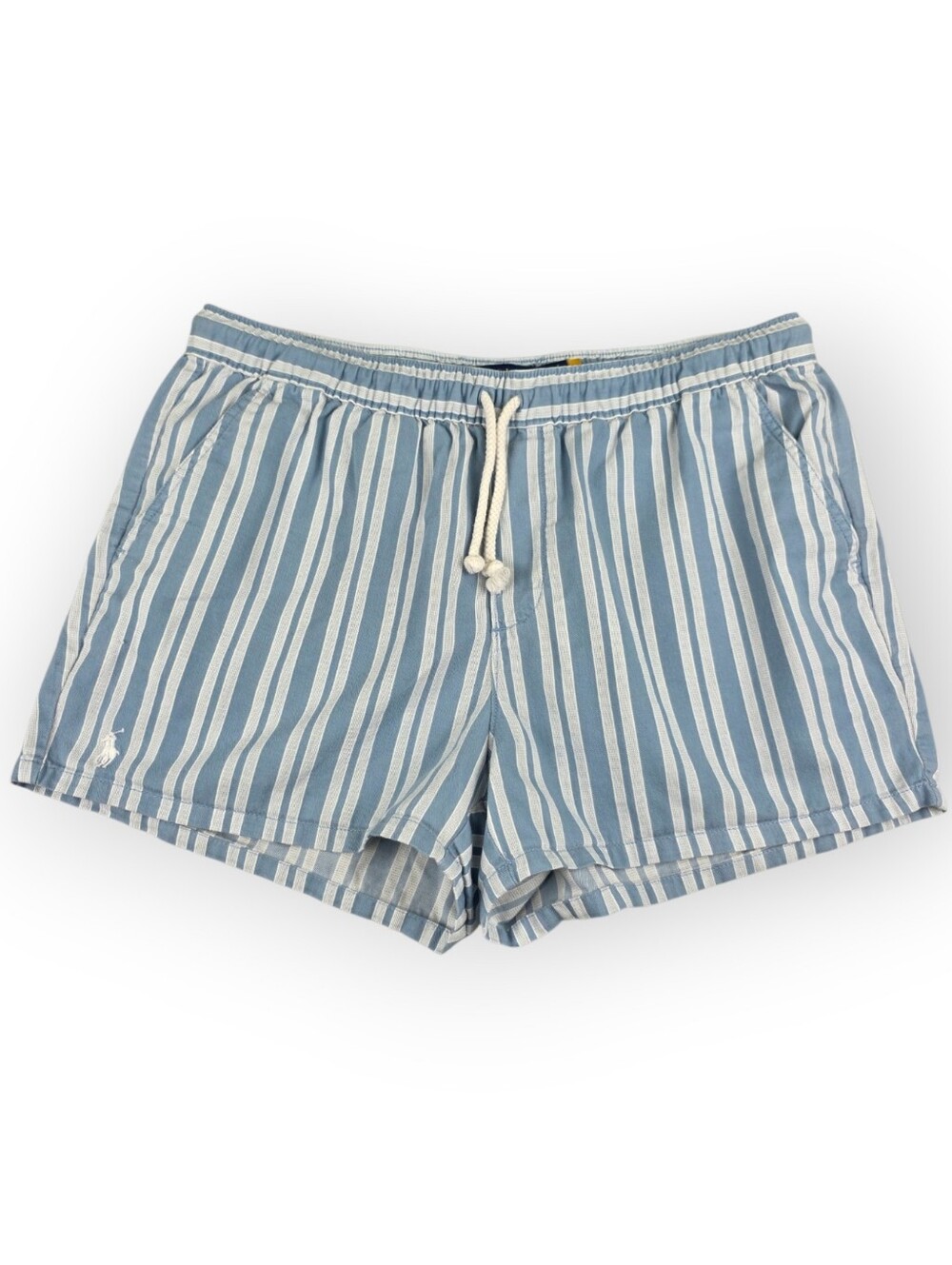 Polo Ralph Lauren Striped Drawstring Waist Shorts Women's Size Medium Blue White